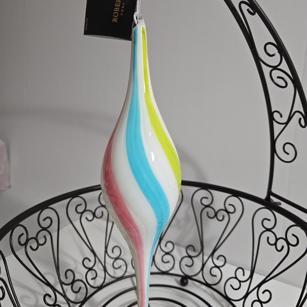 Robert Stanley Pastel Glass Teardrop Ornaments Set 2 NWT - Picture 3 of 3